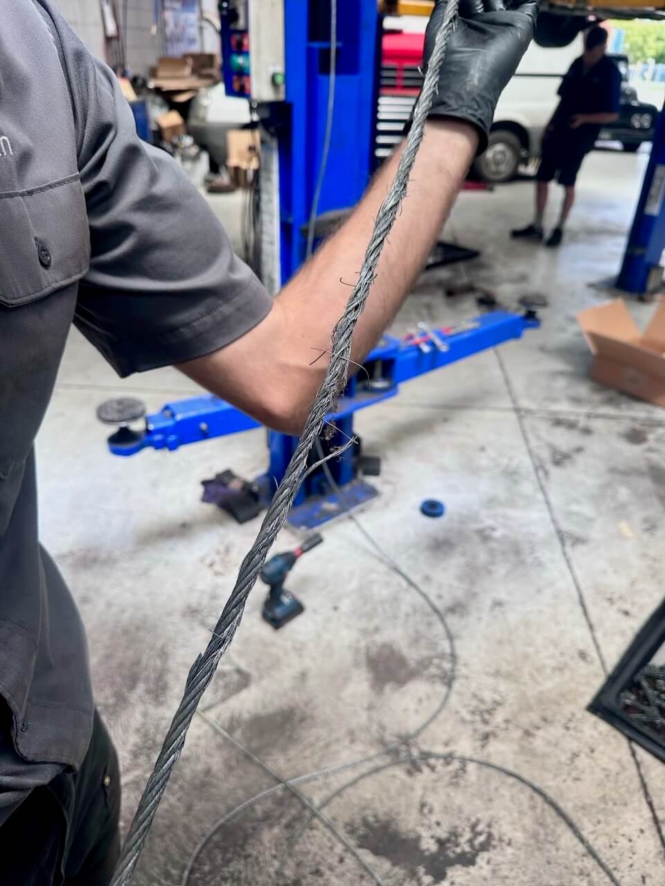 Severely compromised hoist cable